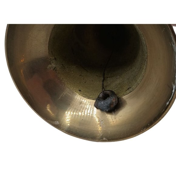 Vintage Large Brass Bell Handheld Etched Detailed Worship Dinner Home Decor - Picture 10 of 11